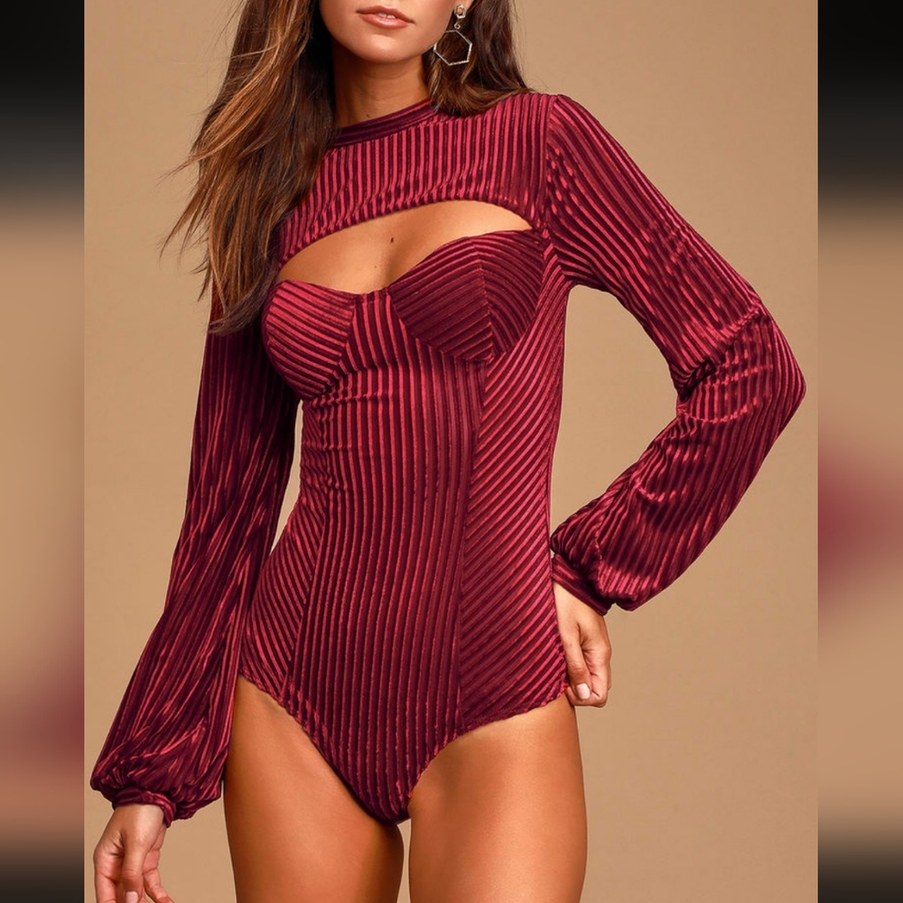 Lulus Velvet Mesh Bustier Bodysuit
